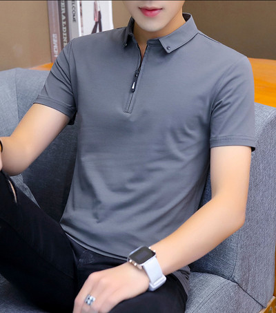 Tricou modern pentru bărbați în patru culori cu fermoar și guler