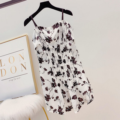 Rochie moderna de dama cu model floral alb-negru