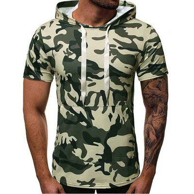Tricou modern pentru bărbați cu cravate și model de camuflaj în două culori