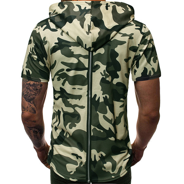 Tricou modern pentru bărbați cu cravate și model de camuflaj în două culori