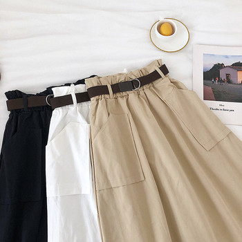 Fusta de dama eleganta cu talie inalta si buzunare in mai multe culori