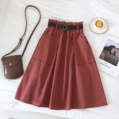 Fusta de dama eleganta cu talie inalta si buzunare in mai multe culori