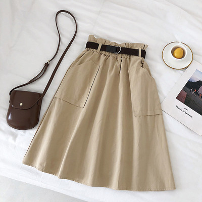 Fusta de dama eleganta cu talie inalta si buzunare in mai multe culori