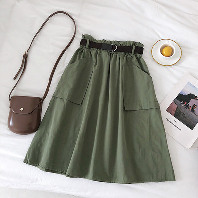 Fusta de dama eleganta cu talie inalta si buzunare in mai multe culori