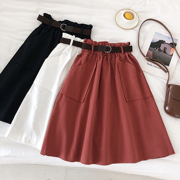 Fusta de dama eleganta cu talie inalta si buzunare in mai multe culori