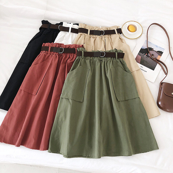 Fusta de dama eleganta cu talie inalta si buzunare in mai multe culori