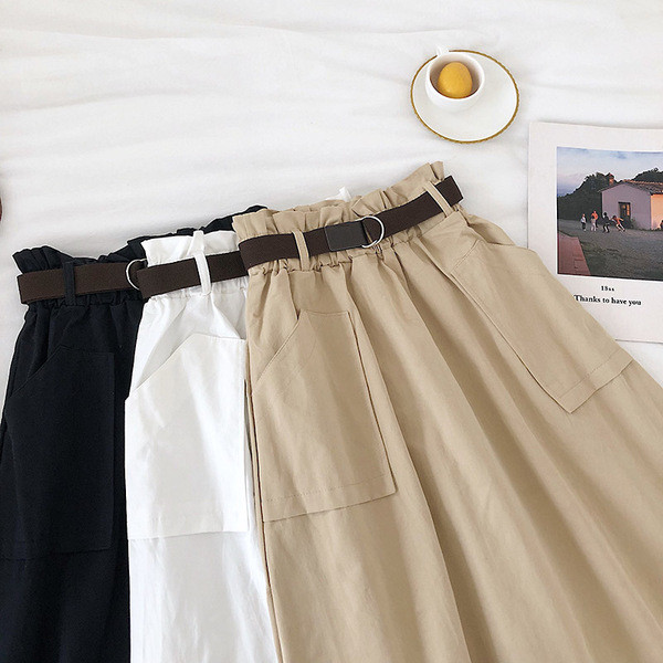 Fusta de dama eleganta cu talie inalta si buzunare in mai multe culori