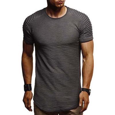 Tricou barbatesc modern cu maneca scurta in mai multe culori model asimetric