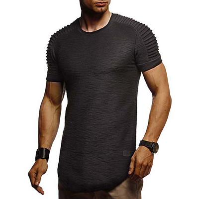 Tricou barbatesc modern cu maneca scurta in mai multe culori model asimetric