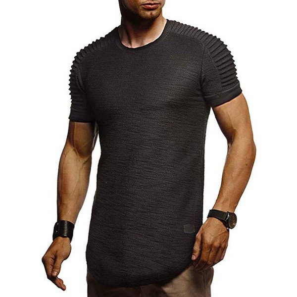 Tricou barbatesc modern cu maneca scurta in mai multe culori model asimetric