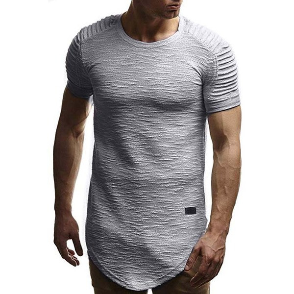 Tricou barbatesc modern cu maneca scurta in mai multe culori model asimetric