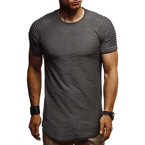 Tricou barbatesc modern cu maneca scurta in mai multe culori model asimetric