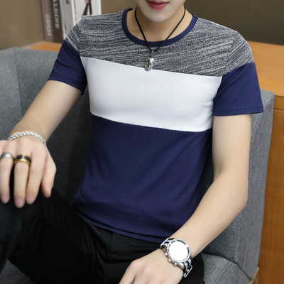 Tricou casual barbatesc in doua culori cu decolteu O