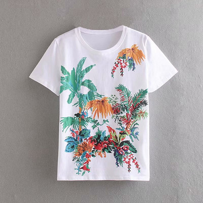 Tricou casual cu maneca scurta de culoare alba si aplicatie