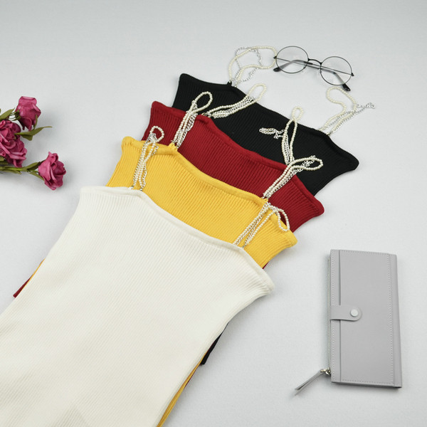 Top de damă cu element perlat în mai multe culori