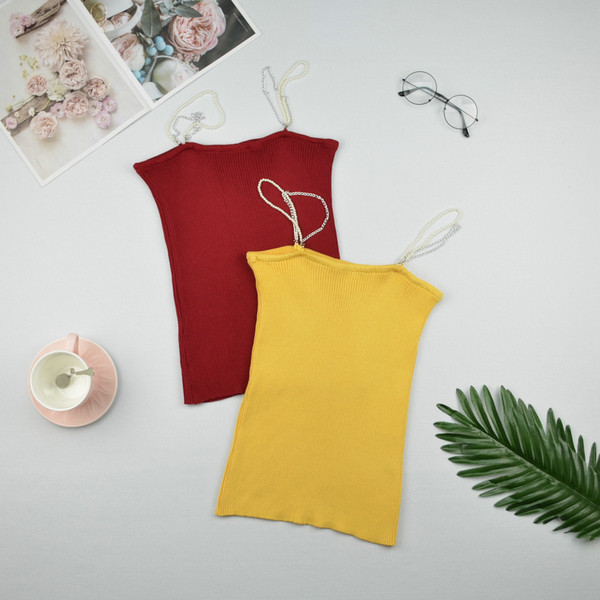 Top de damă cu element perlat în mai multe culori