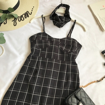 Rochie de dama in carouri cu bretele subtiri in patru culori