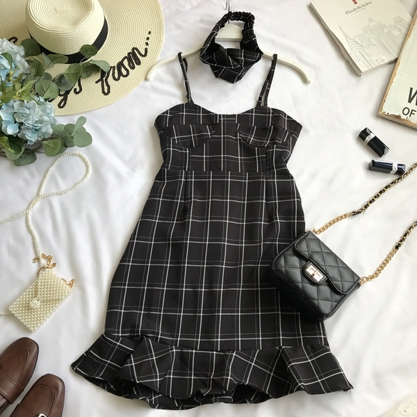 Rochie de dama in carouri cu bretele subtiri in patru culori