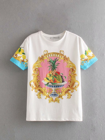 Tricou alb de dama cu maneca scurta si aplicatie