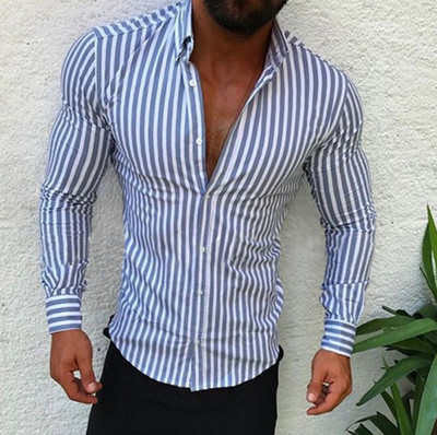 Cămașă modernă pentru bărbați cu dungi în trei culori