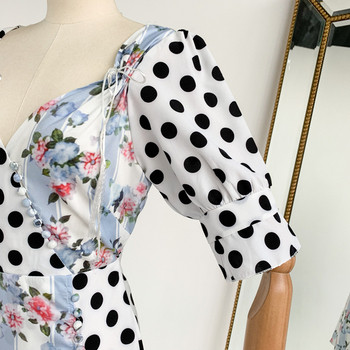 Rochie modernă de damă cu mâneci scurte și decolteu în V