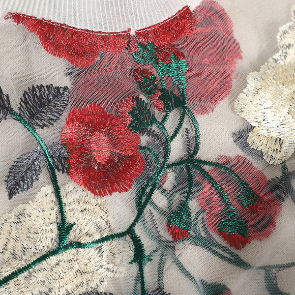 Maieu de damă modern model nou cu broderie florală și cravate în alb-negru