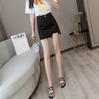 Modern női szoknya magas derékkal, fekete színben - két modell