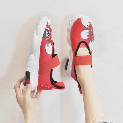 Pantofi casual dama cu aplicatie in negru si rosu