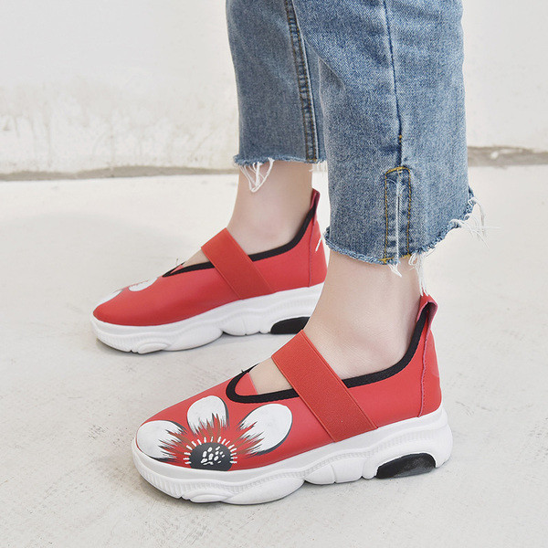 Pantofi casual dama cu aplicatie in negru si rosu