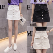 Fusta casual dama cu nasturi la buzunare in mai multe culori