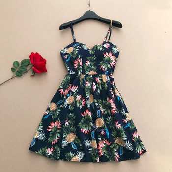 Rochie de dama colorata cu bretele subtiri cu model floral