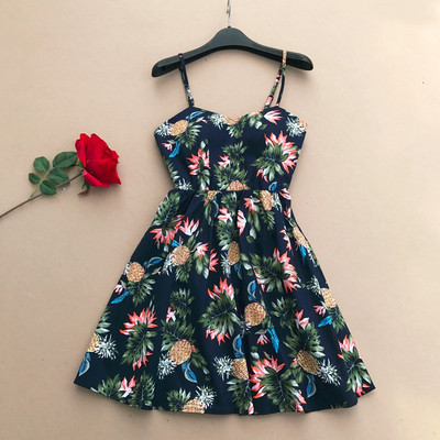 Rochie de dama colorata cu bretele subtiri cu model floral