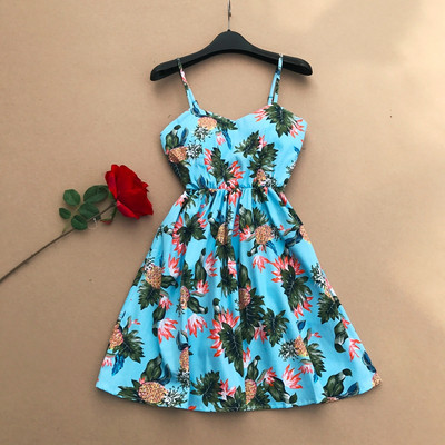 Rochie de dama colorata cu bretele subtiri cu model floral