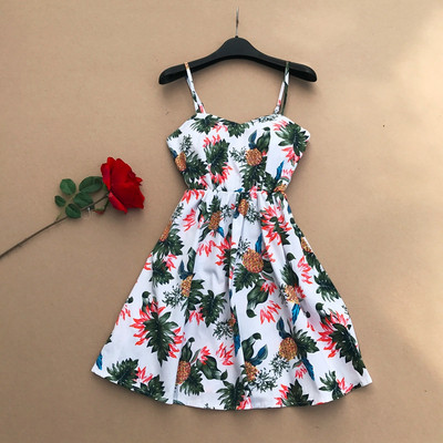 Rochie de dama colorata cu bretele subtiri cu model floral