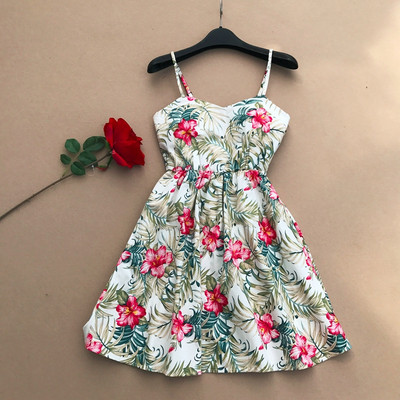 Rochie de dama colorata cu bretele subtiri cu model floral