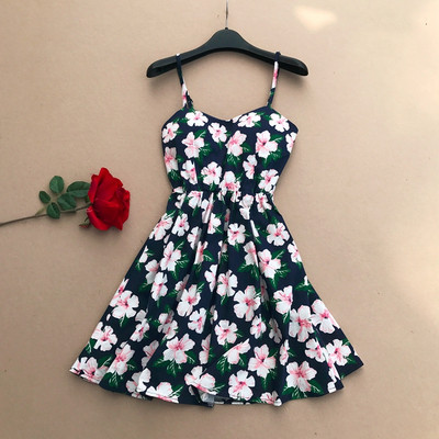 Rochie de dama colorata cu bretele subtiri cu model floral