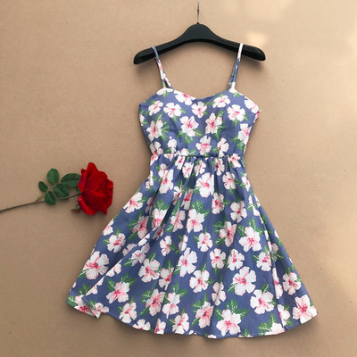 Rochie de dama colorata cu bretele subtiri cu model floral