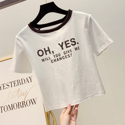 Női póló kerek nyakkivágással, felirattal