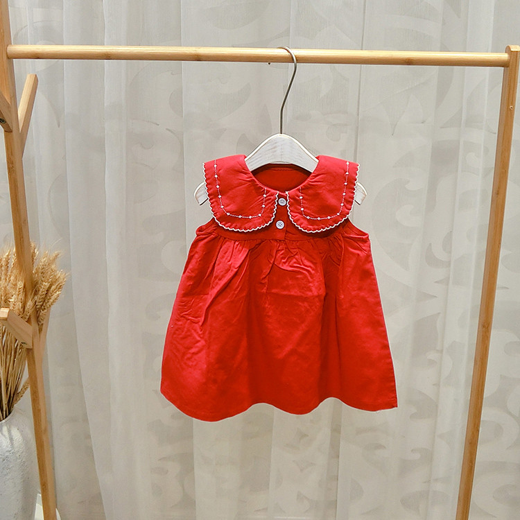 Rochie moderna pentru copii in trei culori cu nasturi