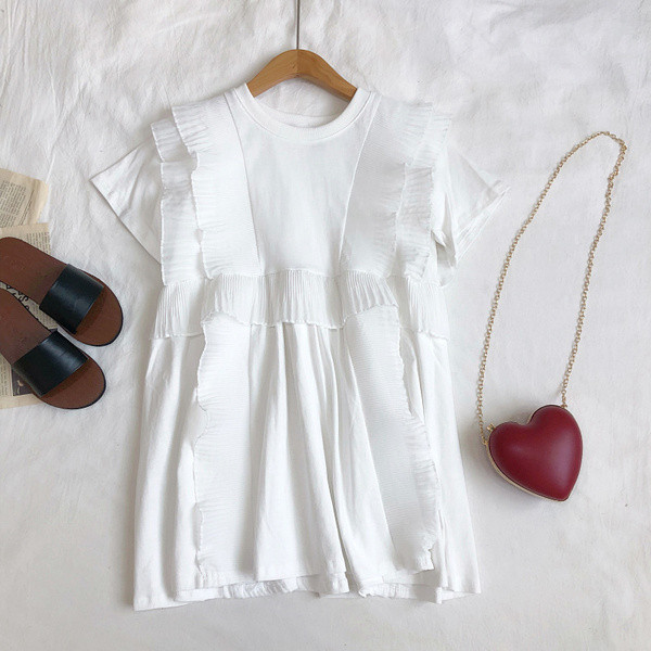 Női alkalmi ruha rövid ujjú fehér és fekete színben