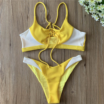 Γυναικείο μαγιό μπικίνι με κορδόνια σε τρία χρώματα
