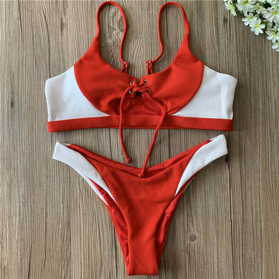 Γυναικείο μαγιό μπικίνι με κορδόνια σε τρία χρώματα