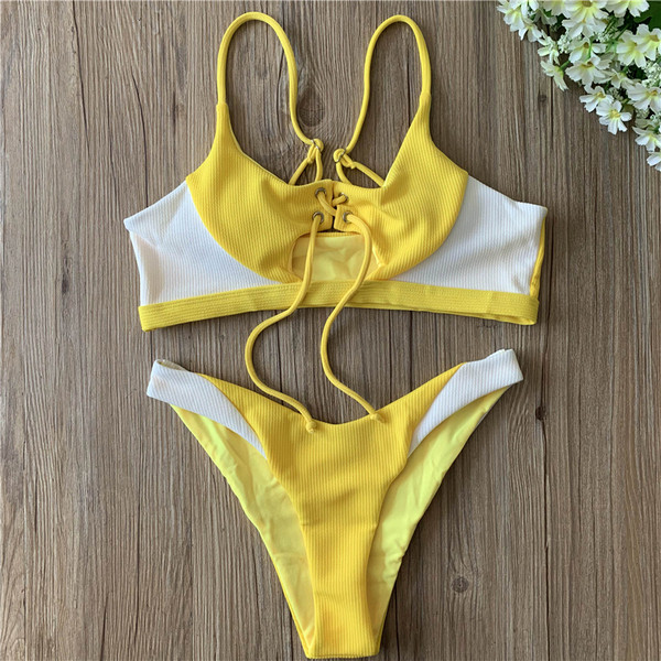 Γυναικείο μαγιό μπικίνι  με κορδόνια σε τρία χρώματα