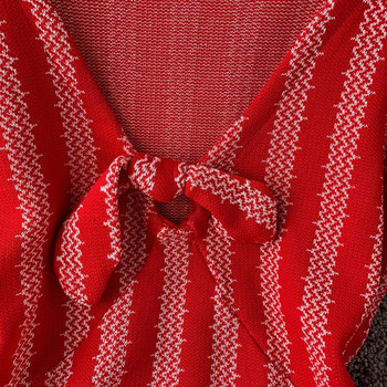 Rochie moderna de dama cu maneci scurte si panglica in rosu