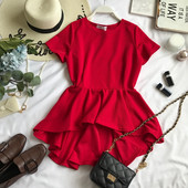 Bluză de damă modernă cu mâneci scurte model asimetric în mai multe culori