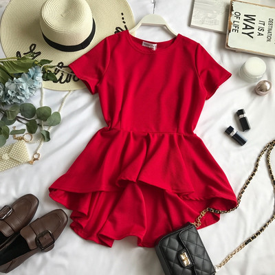 Bluză de damă modernă cu mâneci scurte model asimetric în mai multe culori