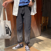 Blugi de bărbați moderni model larg în negru și albastru