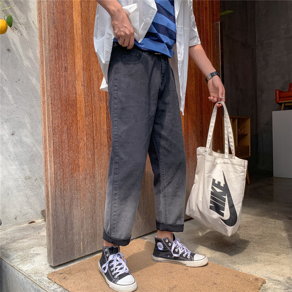 Blugi de bărbați moderni model larg în negru și albastru