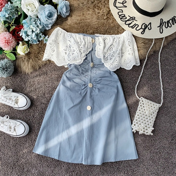 Modern női ruha csipkével és gombokkal, három színben