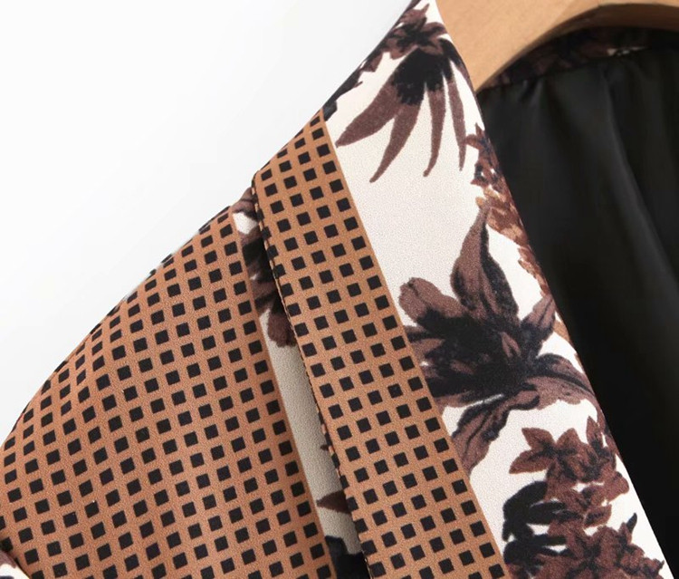 Jachetă de damă modernă cu cravată în talie în maro cu model